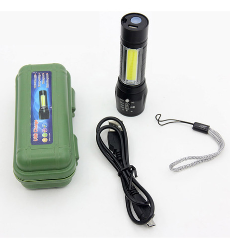 Mini Linterna Portátil Con Zoom Recargable Usb Cob