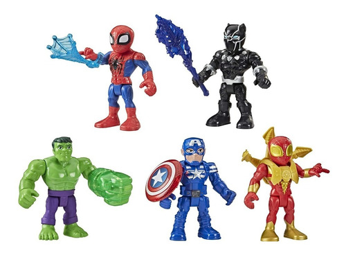 Juego De 5 Héroes Marvel Figuras De Acción Spiderman Hulk...