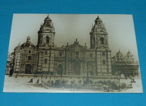 Fotografía Antiguo Grabado Catedral De Lima Plaza De Armas