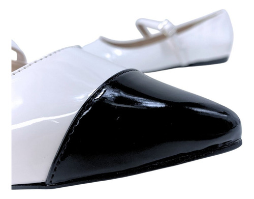 Sapatilha Feminina Casual Bicolor Com Fivela Bico Fino 183