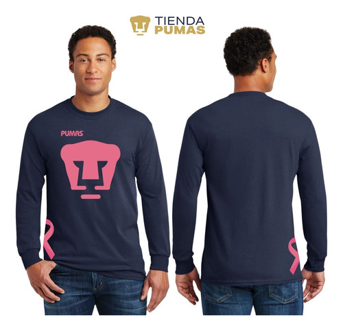 Playera Deportiva M Larga Hombre Pumas Unam Mes Rosa