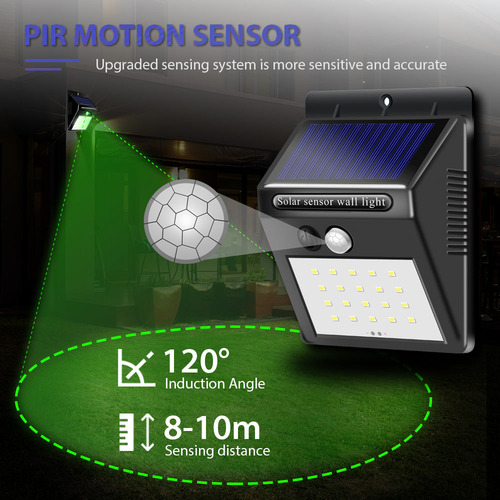 Lampara Solar 100 Led Exterior Sensor Movimiento Impermeable