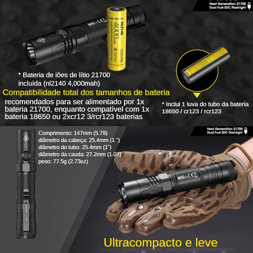 Nitechere Mh10v2 Linterna De Luz Fuerte 1200lm Táctica Flash