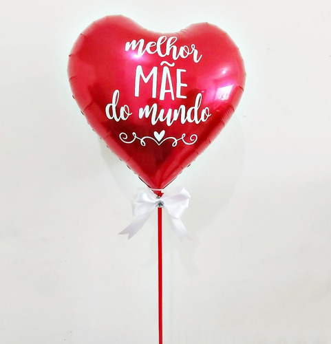 Balão 18  Na Vareta  Dia Das Mães Laço Cetim