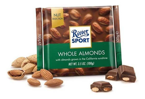 Chocolate Ritter Sport Amêndoa Inteira Whole Almonds 100g