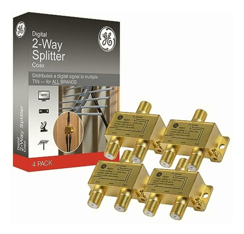 Ge Digital 2-way Coaxial Cable Splitter, 4 Pack, 2.5 Ghz