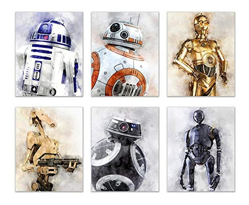 Star Wars Droids Prints  Juego De 6 Fotos De Acuarela