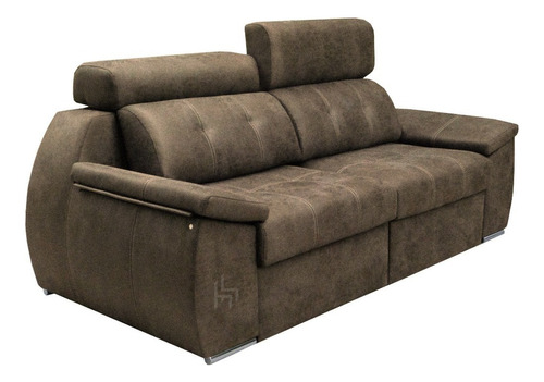 Sillón Sofa Para Living 2 Cuerpos Chenille Ecocuero - Dubai Color Negro