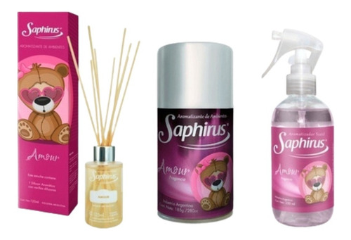 5 Trios De Productos Saphirus: Aerosol, Textil Y Difusor