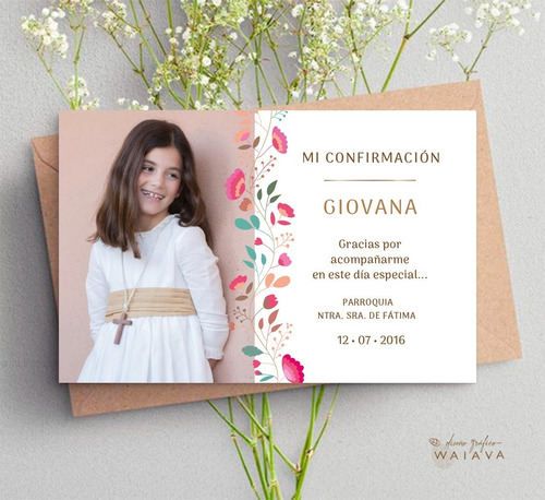 Imagen 2 de 3 de Estampas Nenas Confirmación 11 X 7 Cm Horiz C/foto X 3u