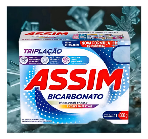 Sabão Em Pó Assim Bicarbonato Tira Manchas 800g Kit Com 5 Un
