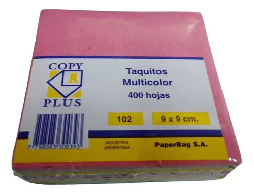 Taco Papel Multicolor 9 X 9 Cm 400 Hojas X 10 Unidades