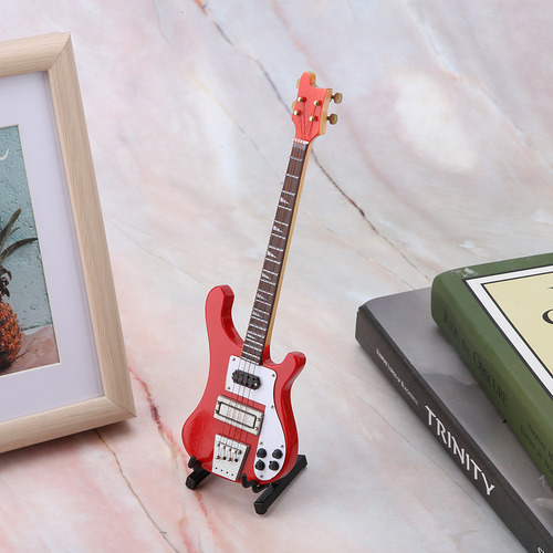 Réplica De Suporte E Estojo Para Guitarra Baixa Vermelha Em