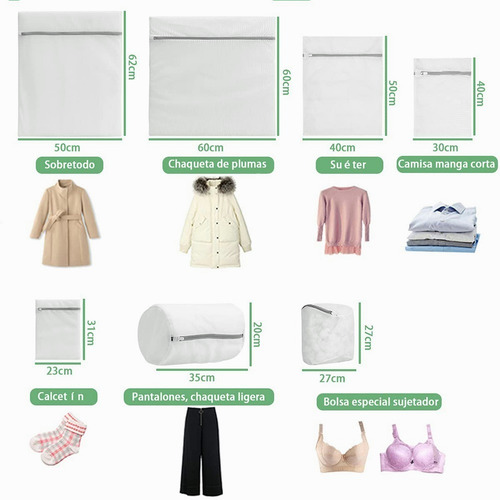 Imagen 4 de 8 de Set De 7! Blanco Malla Bolsa Para Lavar Ropa Lavadora