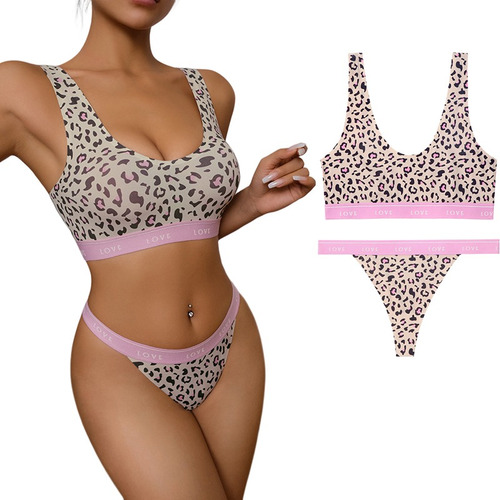 Conjunto De Bikini Finetoo Con Estampado De Leopardo Para Mu