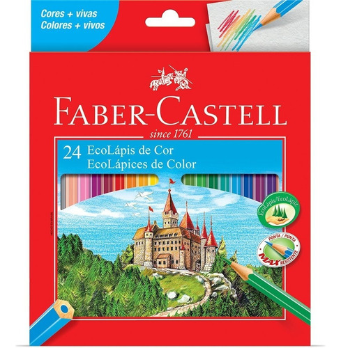 Lápis De Cor 24 Cores Faber Castell Original Material Escola