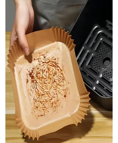 Kit 100 Forma Quadrada Fritadeira Airfryer Papel Descartável