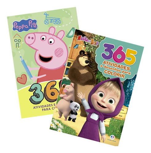 2 Livros Com 365 Atividades - Ciranda Cultural - Infantil - Português - Brochura - Desenhos Divertidos - Para Meninas