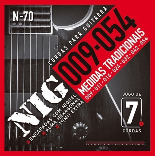 Encordoamento Nig N70 Guitarra 7 Cordas 0.09-0.54 - Ec0068