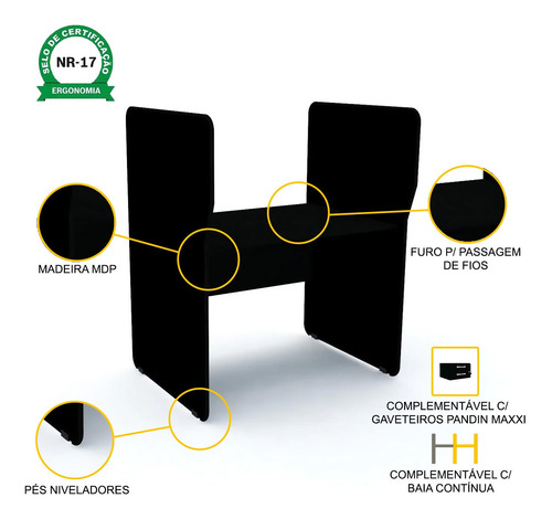 Baia Atendimento Simples Inicial Pandin Maxxi - Preto Preto