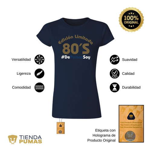 Playera Deportiva Mujer Pumas Unam 80s