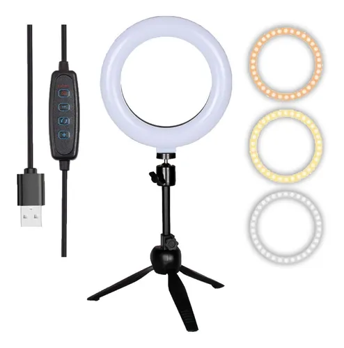 Aro de luz led 6 pulgadas 16cm con control en cable USB 3