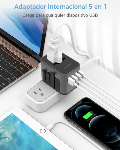 Adaptador Tomada Universal, Europa, Asia, Portátil, 4 Usb