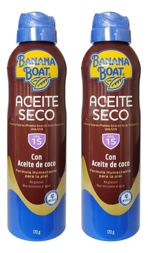 Kit C/2  Bronzeador Banana Boat Aerossol Aceite Seco Fps15