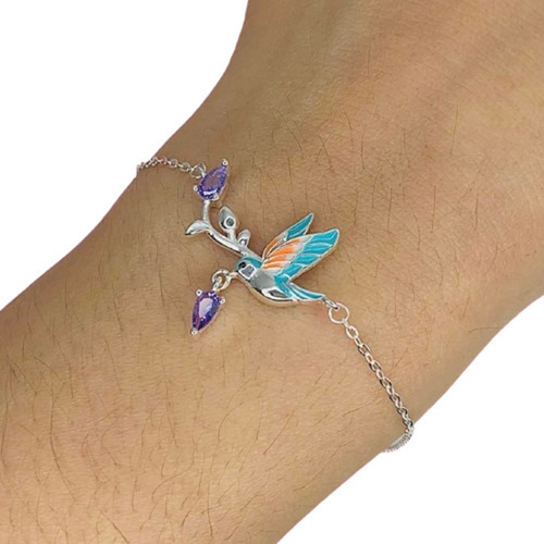 Pulsera Espejado Colibri Esmaltado Y Gota Regalo Ps 351 