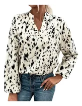 Comprar Top Estampado De Manga Larga Con Cuello En V Para Mujer, Lis
