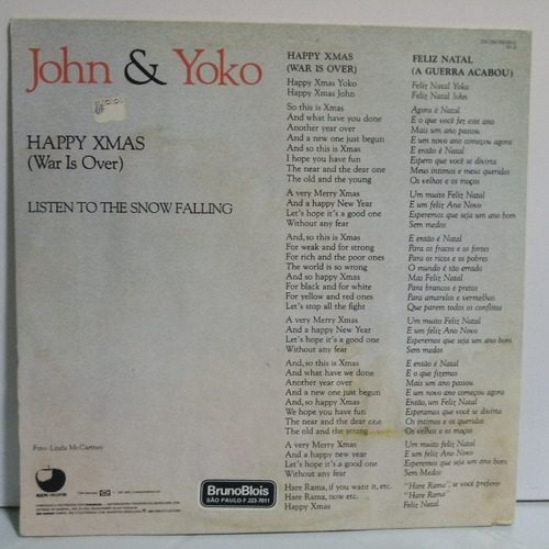 Lp Single John & Yoko Happy Xmas (war Is Over) (z116) Vinil | MercadoLivre