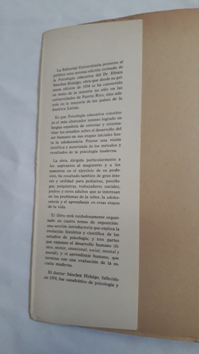 Libro Antiguo De Psicologia Educativa De Hidalgo Año 1978 (Usado)