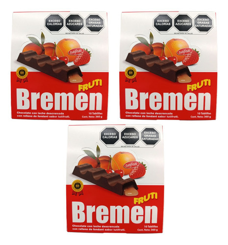 Chocolate Relleno Fondant Tutifruti 9 Caja 10pz C/u De 36g