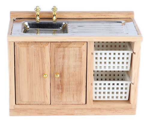 A Mini Lavabo De Madera Tipo Casita De Muñecas De Tamaño
