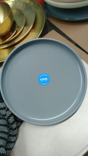 Plato Postre Ceramica 21 Cm Jaspeado Vajilla Crmk Borde Fino