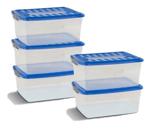 Caja Organizadora Plástica 17l C/tapa Trabas Colombraro X 5u