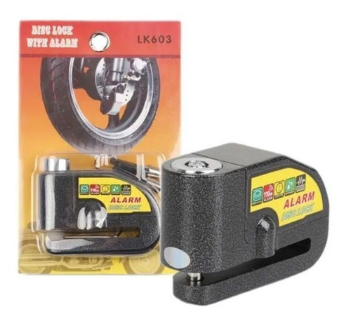 Candado Freno Disco Con Alarma 110db Moto Con 2 Llaves 