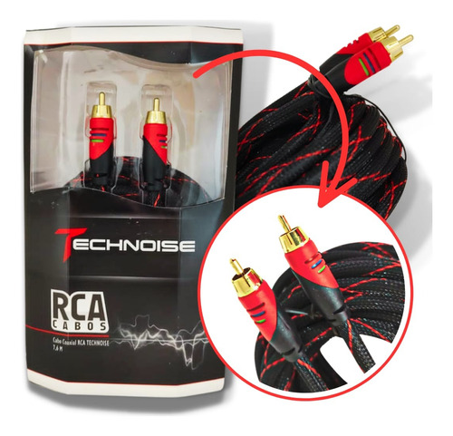 Cabo Coaxial Rca Blindado 1via 6mm 7.6metros Audio Technoise