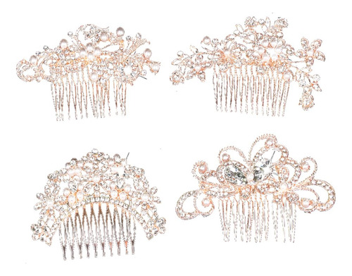 4pcs Tiara Pearl Hair Comb Accessories Bride Headgear Hair U