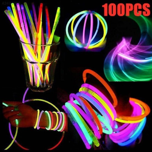 100 Pulseras Neón Glow Stick Fosforescente Fiestas Neon