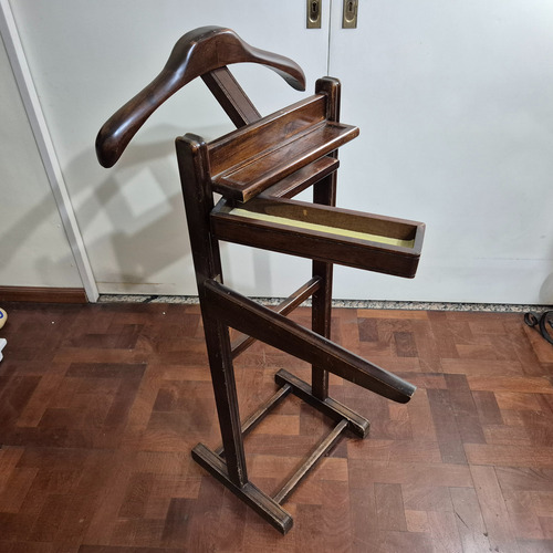 Antiguo Perchero Valet De Pie P/saco Pantalón Estilo Ingles Marrón Oscuro