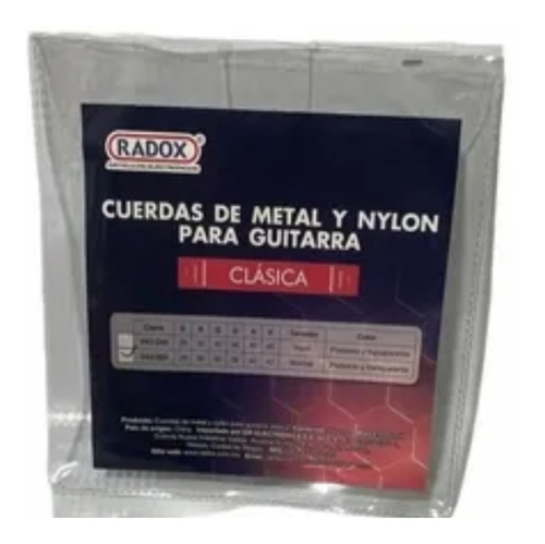 Cuerdas Guitarra Acustica Metal Nylon Clasica Radox 043-250