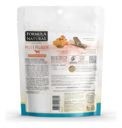 Snacks Petisco Pele E Pelagem Para Cães Mini/pequeno 120g Fn