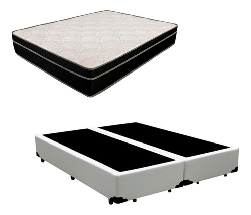 Cama Box Queen 158 Com Colchão Paris Molas Ensacadas Preto Cor Branco