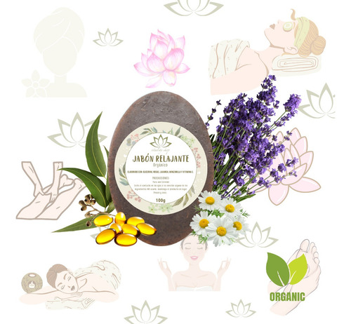 Jabón Organico Corporal Relajante Manzalilla Rosas Lavanda