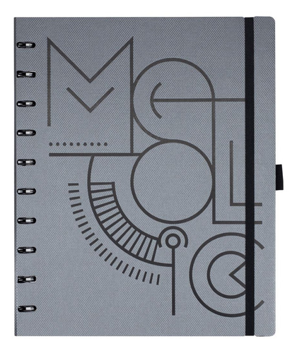 Caderno Sys Flex Coleção Metallic Titânium - Grande - Ótima