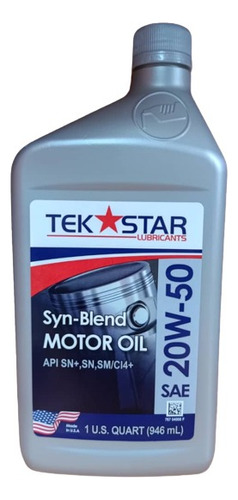 Aceite De Motor Semisintetico Tek-star 20w50 0.946l