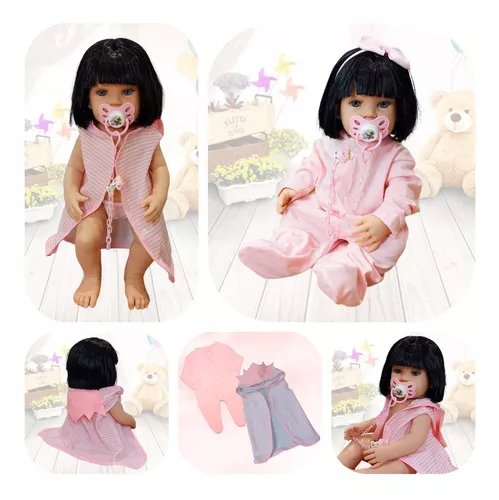 boneca bebe reborn corpo silicone pode dar banho - bzdoll