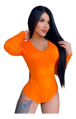 Blusa Camiseta Body Manga Larga Para Mujer Dama Con Estilo