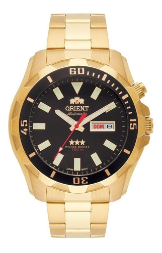 Relógio Orient Masculino Automático 469gp078 P1kx Dourado Pr Cor do bisel Preto Cor do fundo Preto